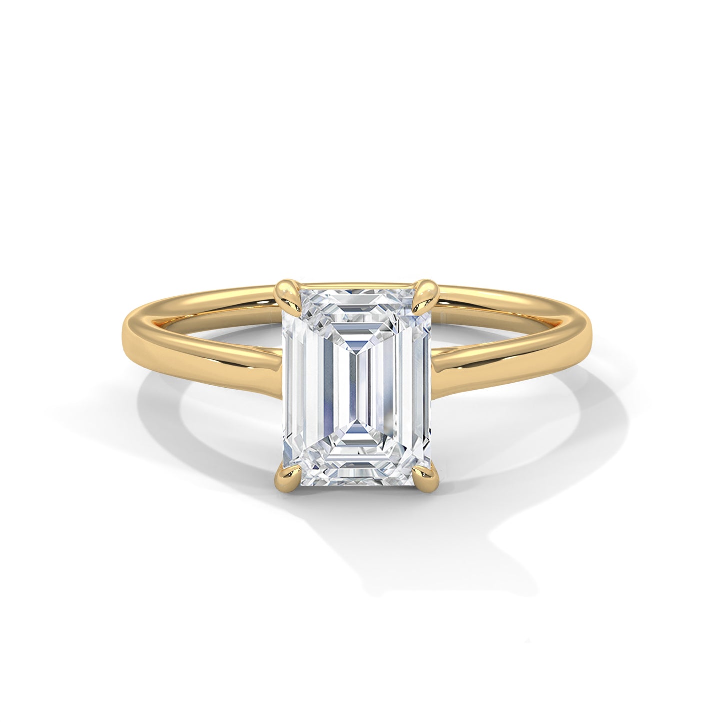 Emerald Cut Diamond Solitaire Ring in 14K Gold