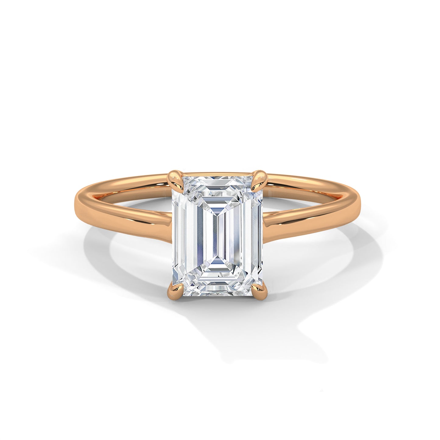 Emerald Cut Diamond Solitaire Ring in 14K Gold