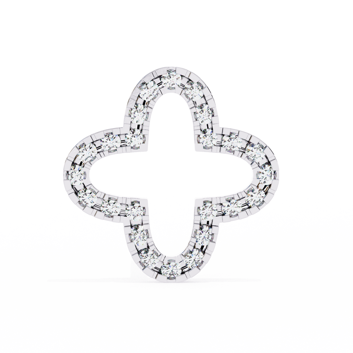 14K Gold Diamond Quatrefoil Stud Earrings – Elegant Clover Design
