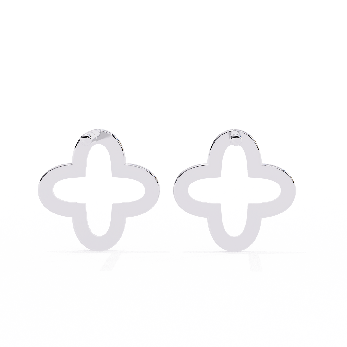 14K Gold Diamond Quatrefoil Stud Earrings – Elegant Clover Design