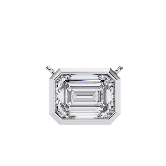 Emerald Cut Diamond Pendant Necklace – Minimalist Bezel Setting in Gold