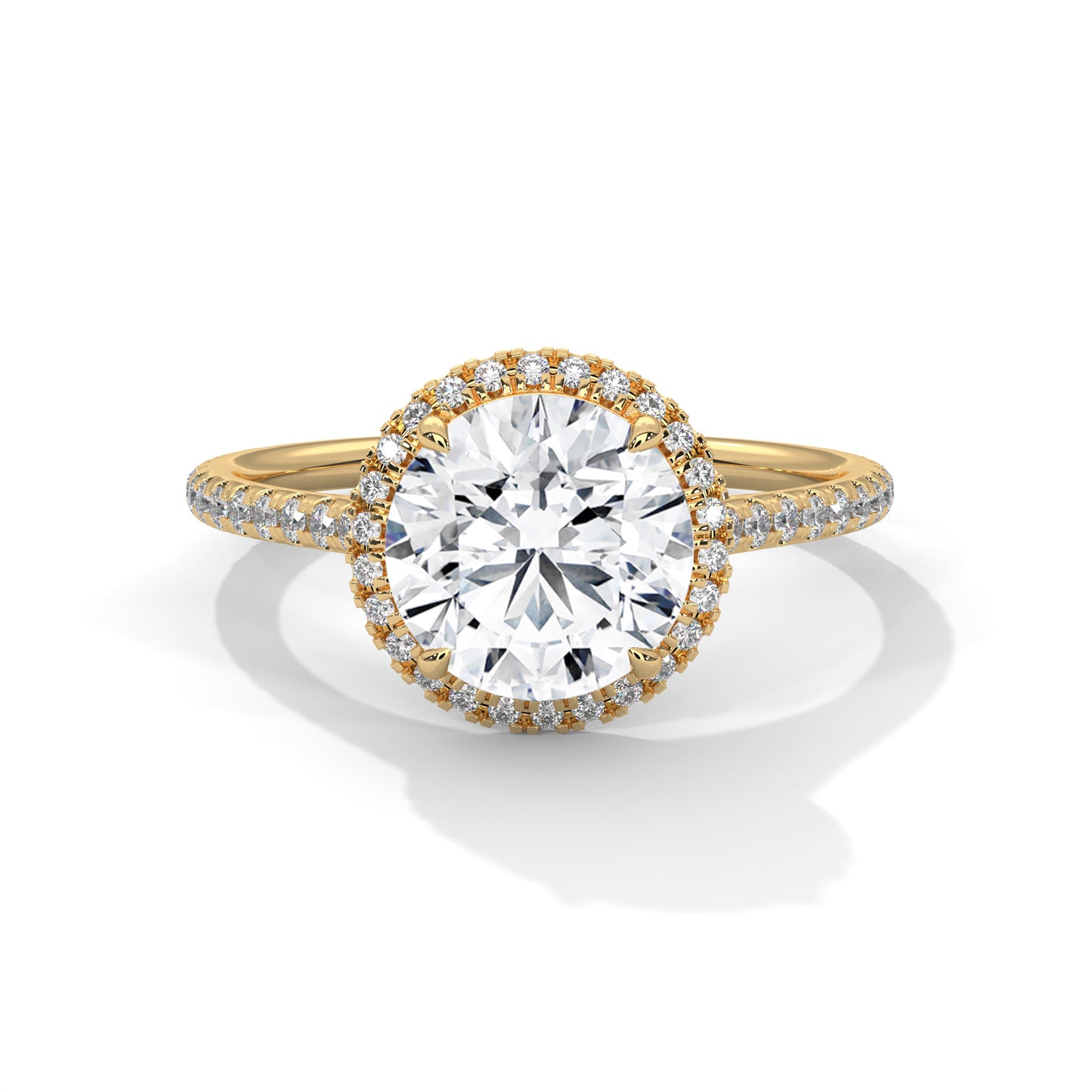 14K Gold Round Cut Diamond Halo Engagement Ring