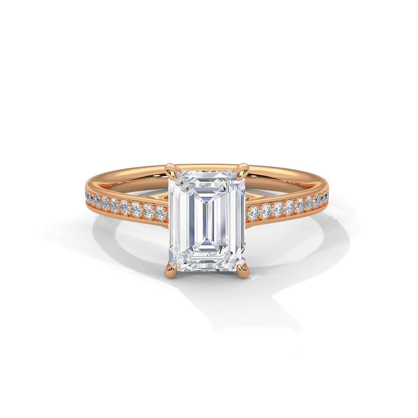 Emerald Cut Diamond Engagement Ring – Solitaire Style in 14K Gold