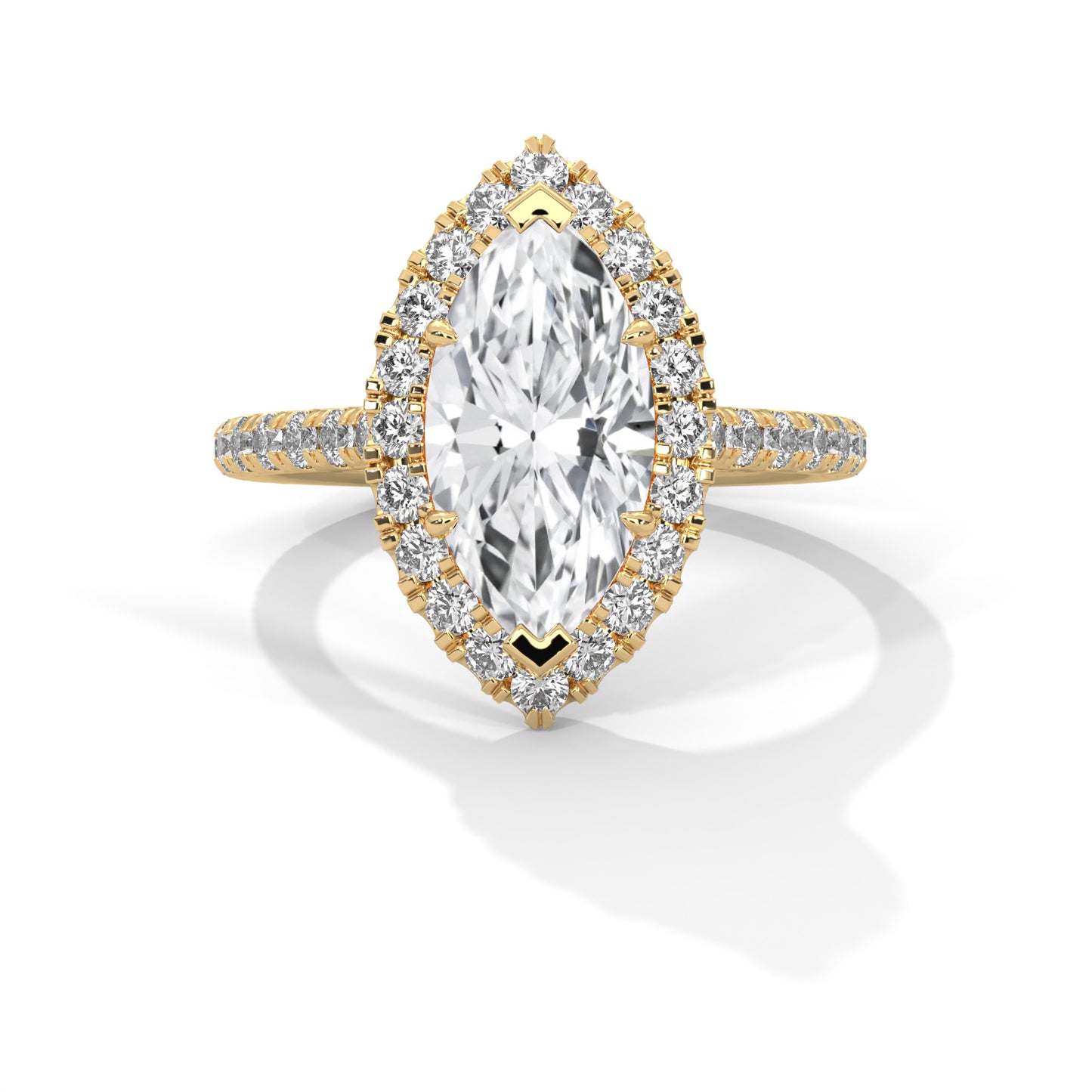 1.40 Carat Marquise Lab Grown Diamond Halo Engagement Ring | 1ct Center Stone & 0.40ct Side Diamonds | 14K White, Yellow, or Rose Gold | IGI Certified