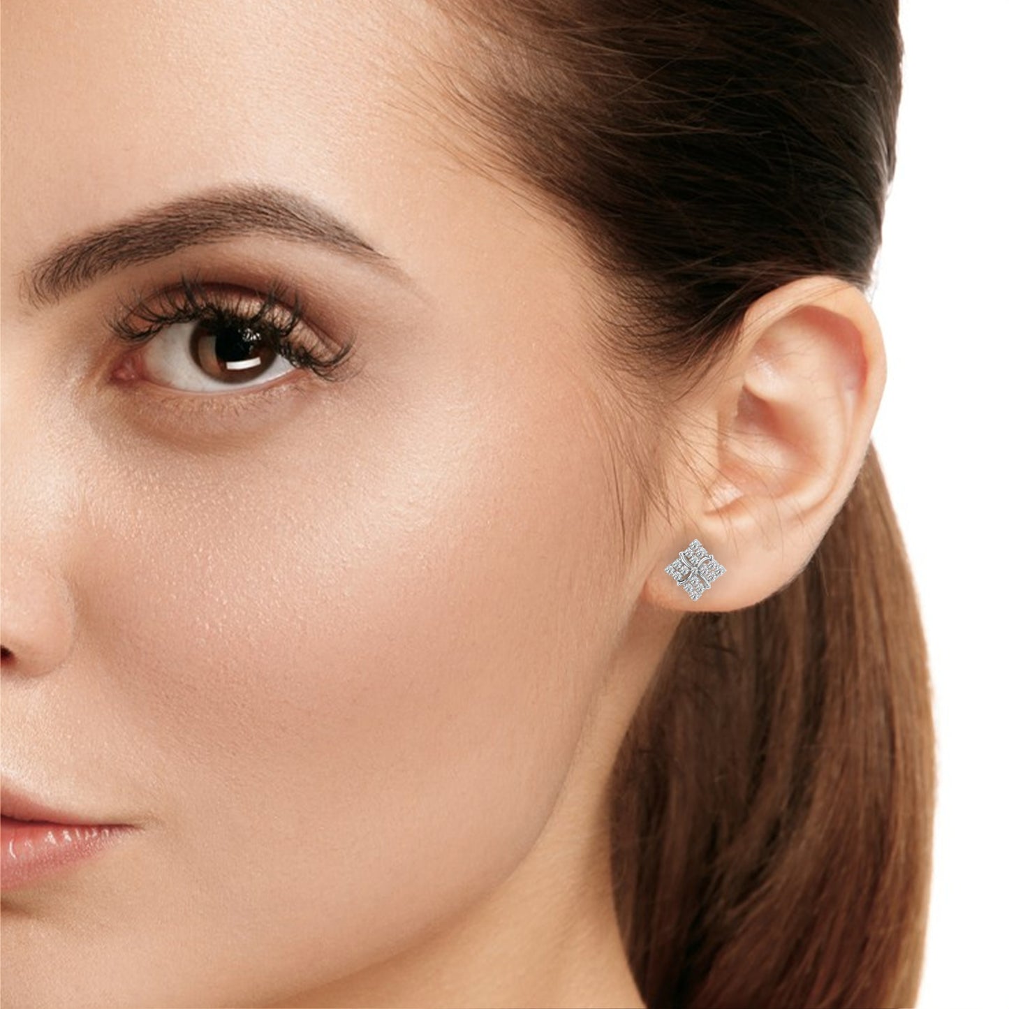 Floral Sparkle Diamond Stud Earrings – 14K Gold in Yellow, White & Rose | 0.80ct Diamonds