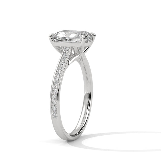 Emerald Cut Diamond Engagement Ring – Solitaire Style in 14K Gold