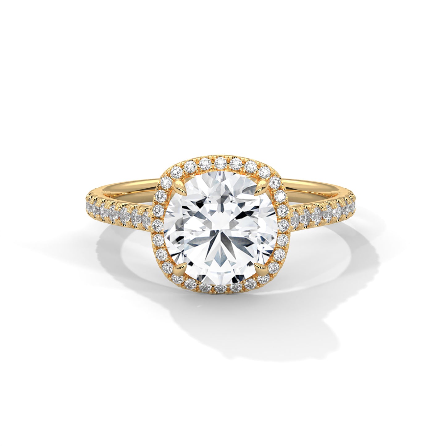 Classic Round Solitaire Pavé Ring in Gold