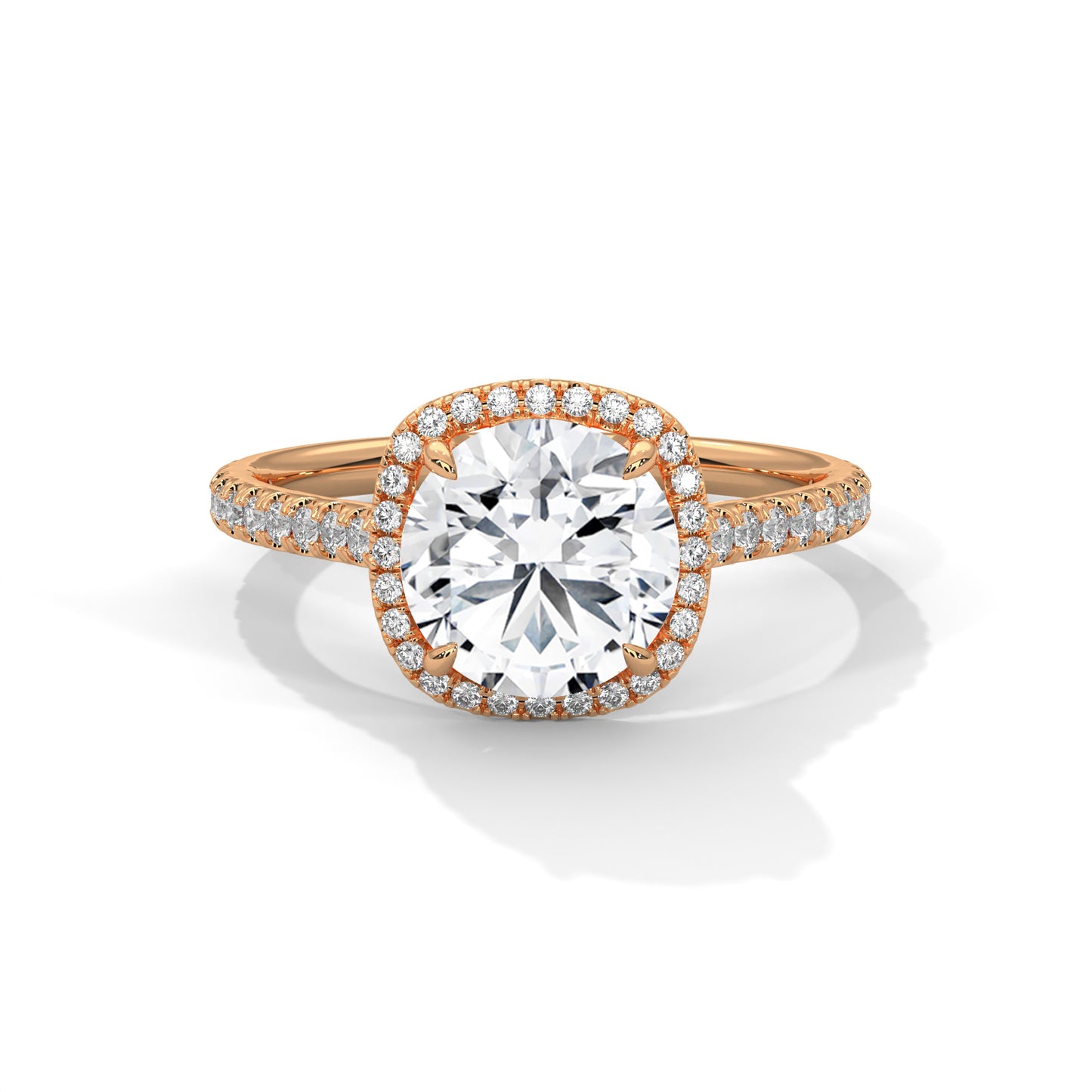 Classic Round Solitaire Pavé Ring in Gold