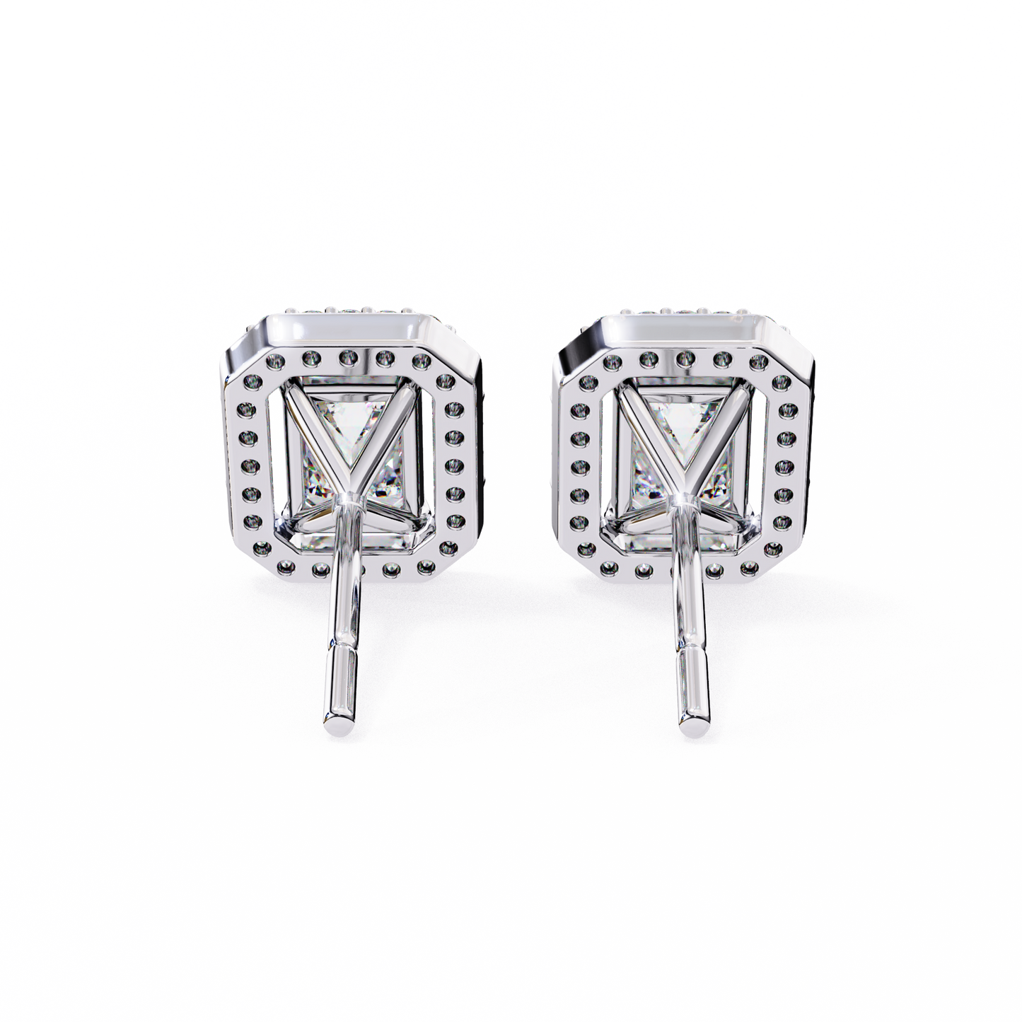 14K Gold Emerald Cut Diamond Halo Stud Earrings – 1.80 CTW Statement Sparkle