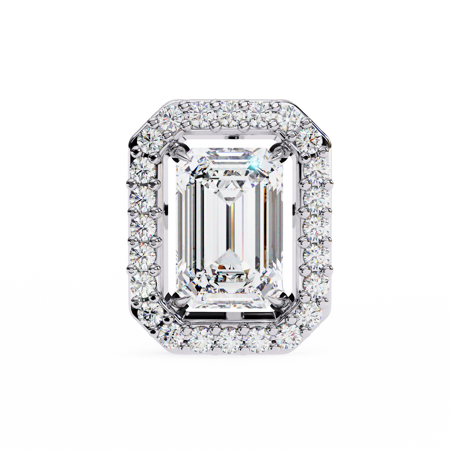14K Gold Emerald Cut Diamond Halo Stud Earrings – 1.80 CTW Statement Sparkle