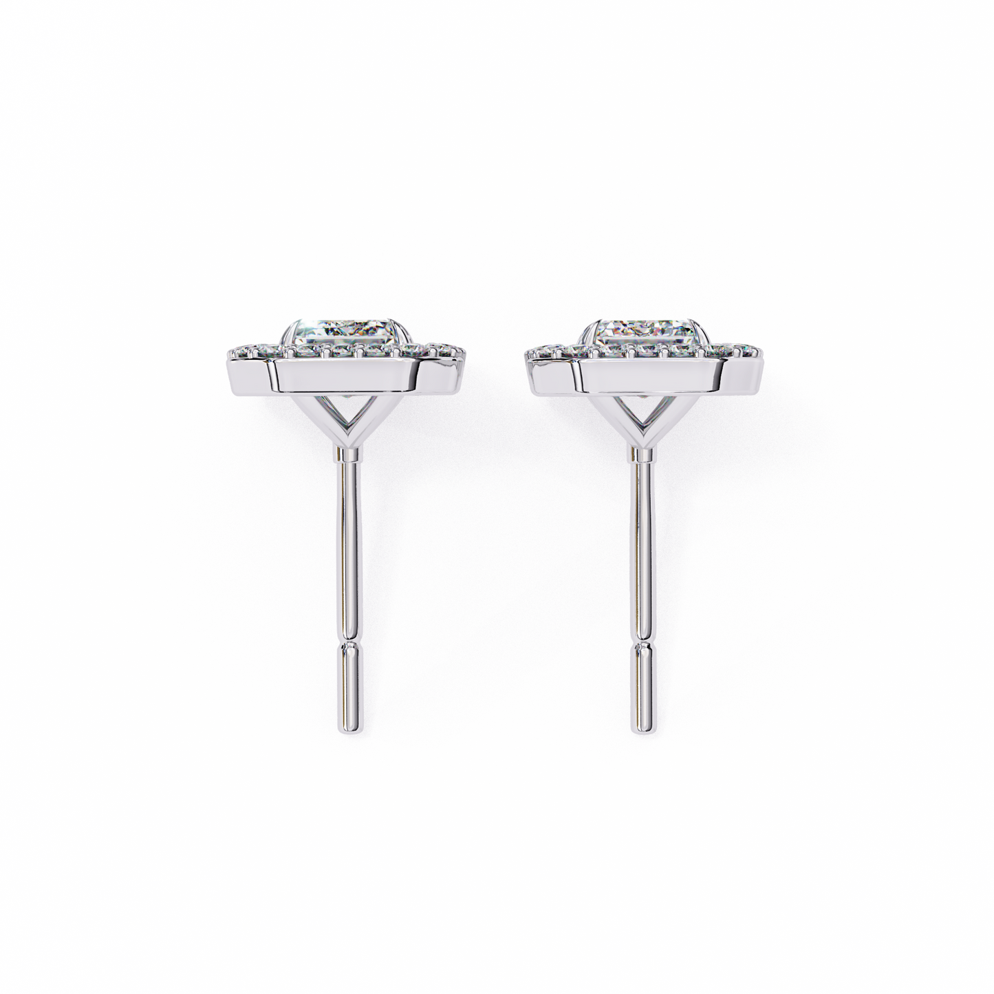 14K Gold Emerald Cut Diamond Halo Stud Earrings – 1.80 CTW Statement Sparkle