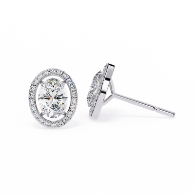 14K Gold Oval Cut Diamond Stud Earrings – 0.90 CT Center Stones, 2.00 CTW Brilliance