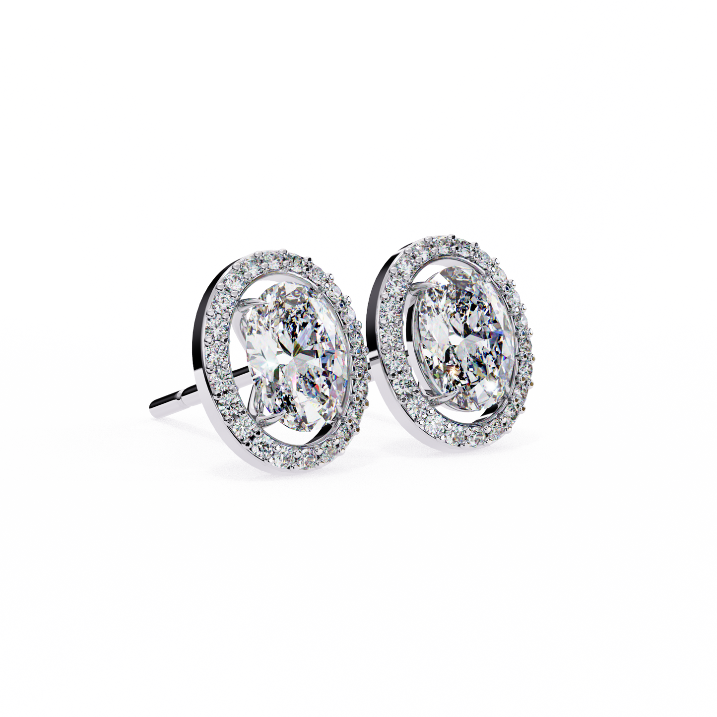 14K Gold Oval Cut Diamond Stud Earrings – 0.90 CT Center Stones, 2.00 CTW Brilliance