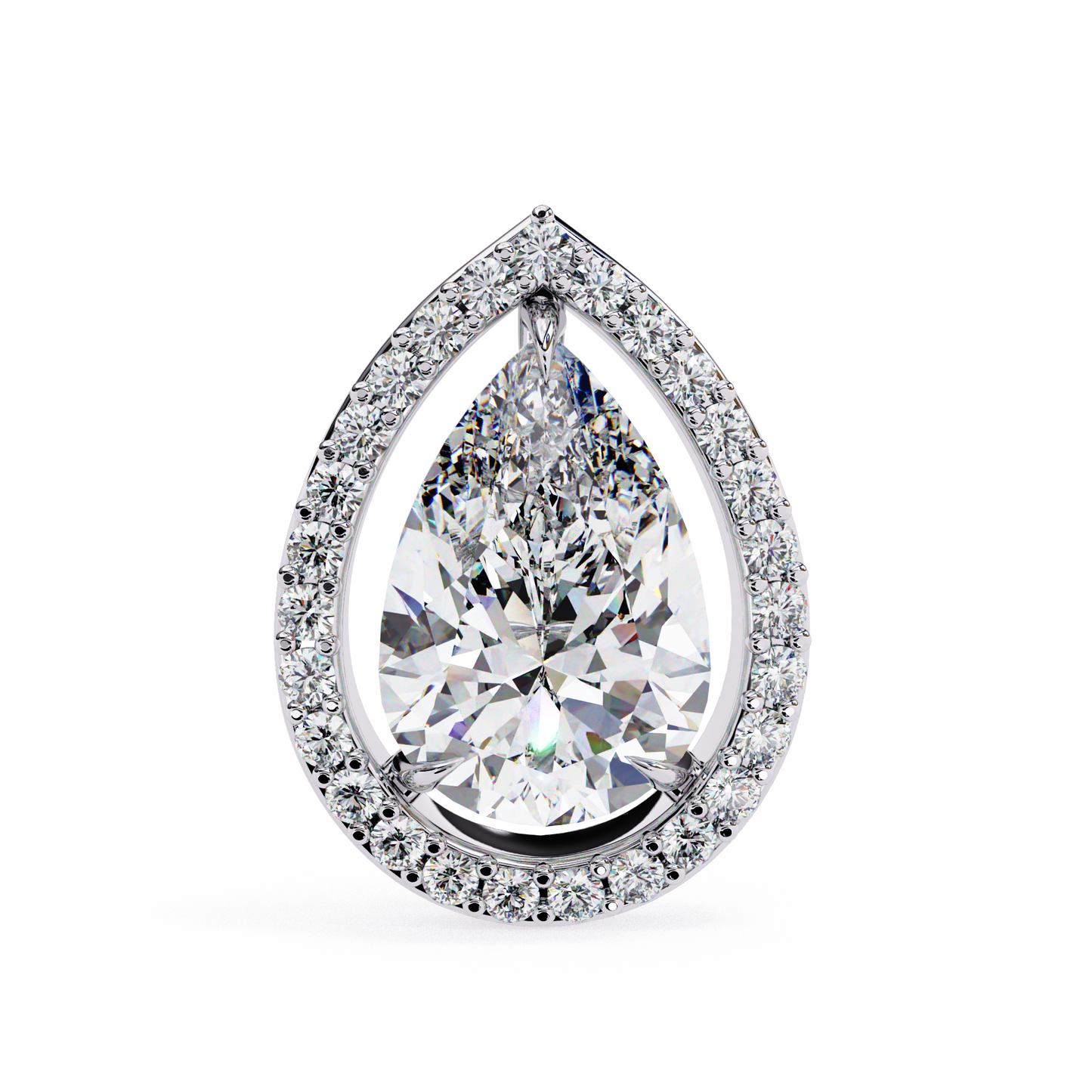 14K Gold Pear-Cut Diamond Halo Stud Earrings – 1.60ct Elegant Sparkle