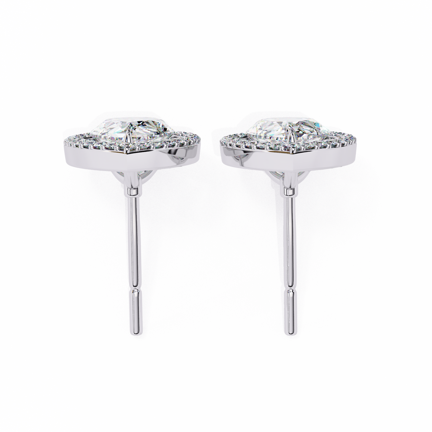 14K Gold Pear-Cut Diamond Halo Stud Earrings – 1.60ct Elegant Sparkle