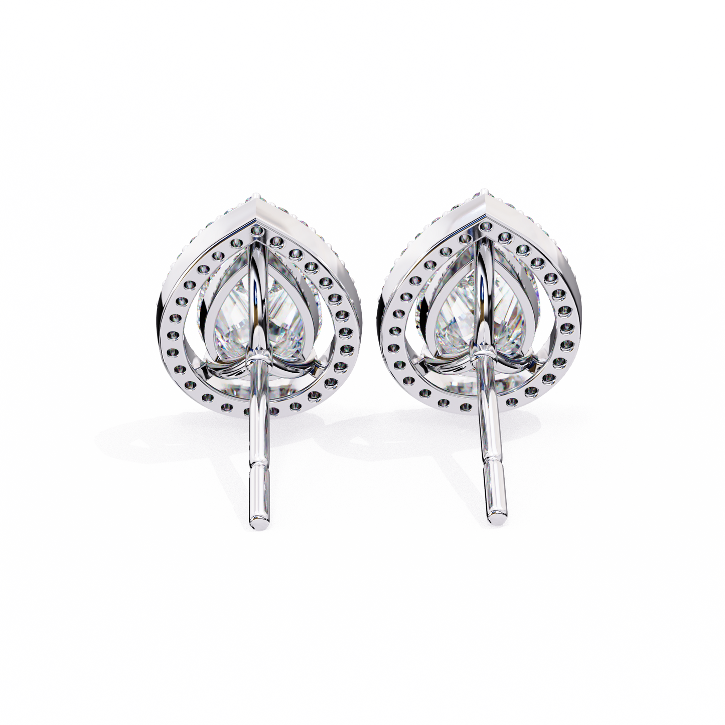 14K Gold Pear-Cut Diamond Halo Stud Earrings – 1.60ct Elegant Sparkle