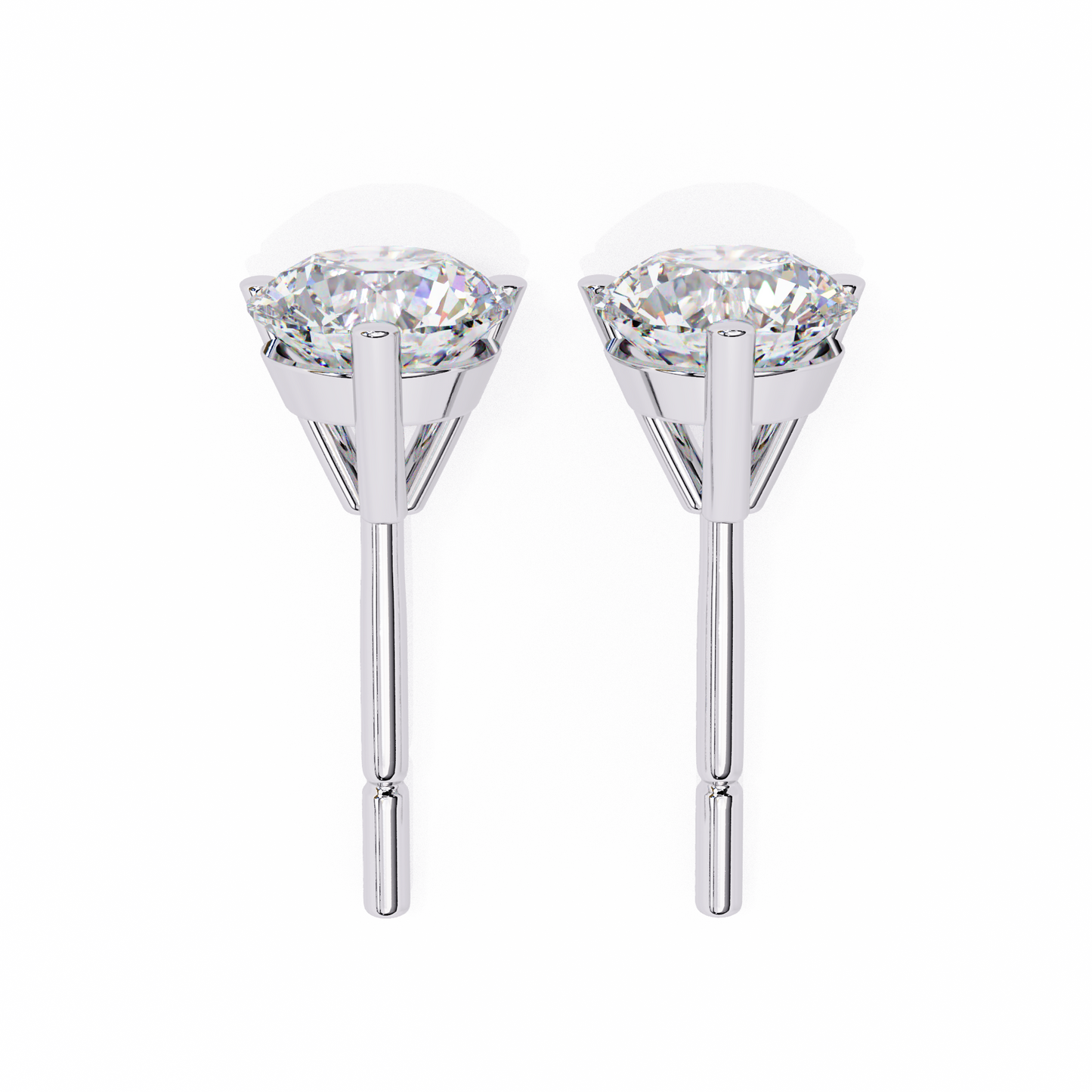 Classic Round Diamond Stud Earrings – 14K Gold