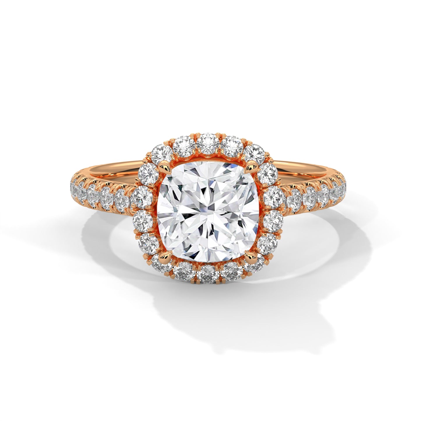 1 Carat Lab-Grown Cushion Cut Diamond Ring in 14K Gold with Halo & IGI Certification