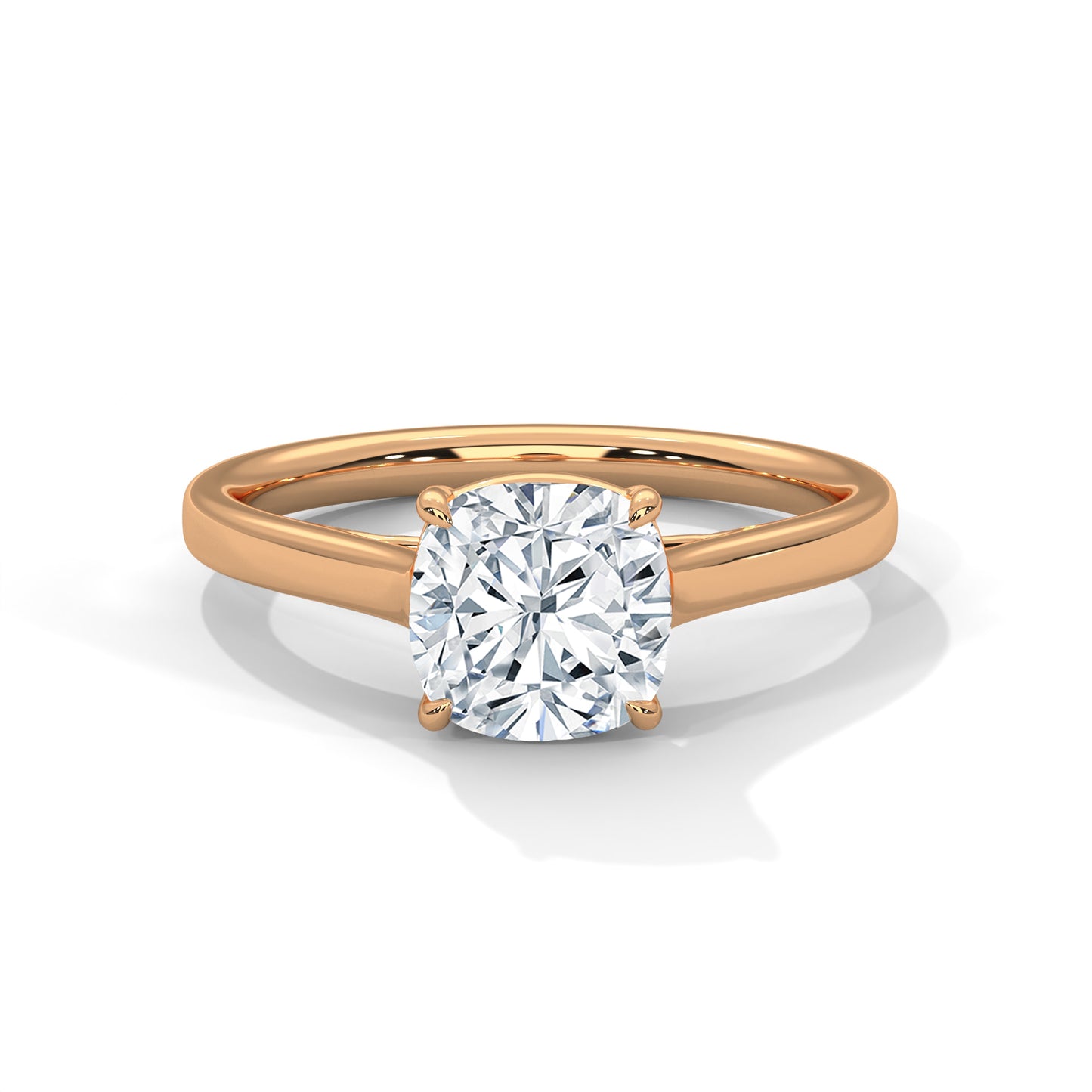 Cushion Cut Diamond Engagement Ring – Solitaire Style with 14k Gold