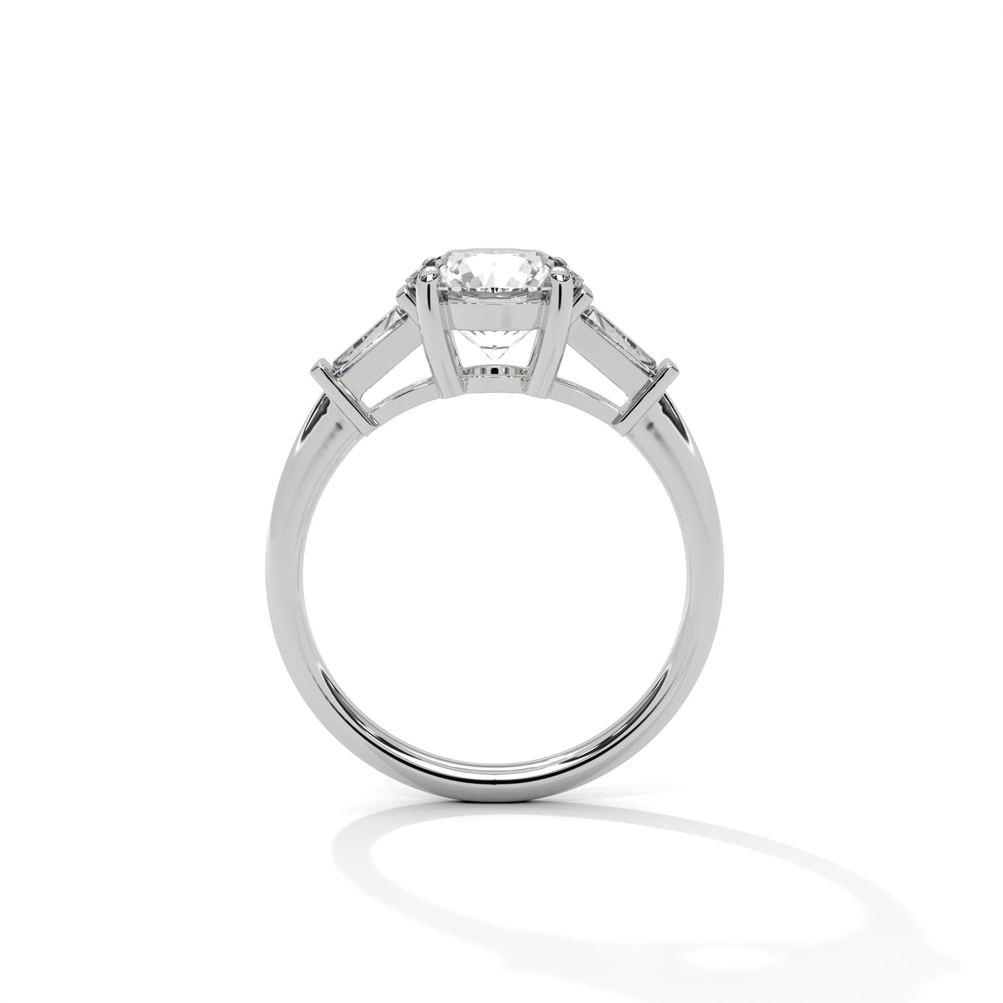 1 Carat Round Lab-Grown Diamond Ring in 14K Gold with Baguette Side Stones | IGI Certified