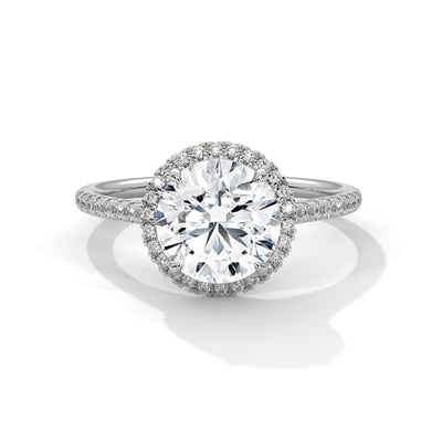 14K Gold Round Cut Diamond Halo Engagement Ring