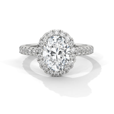 Oval Cut Diamond Halo Ring – 14K Gold Engagement Ring with Accent Diamonds