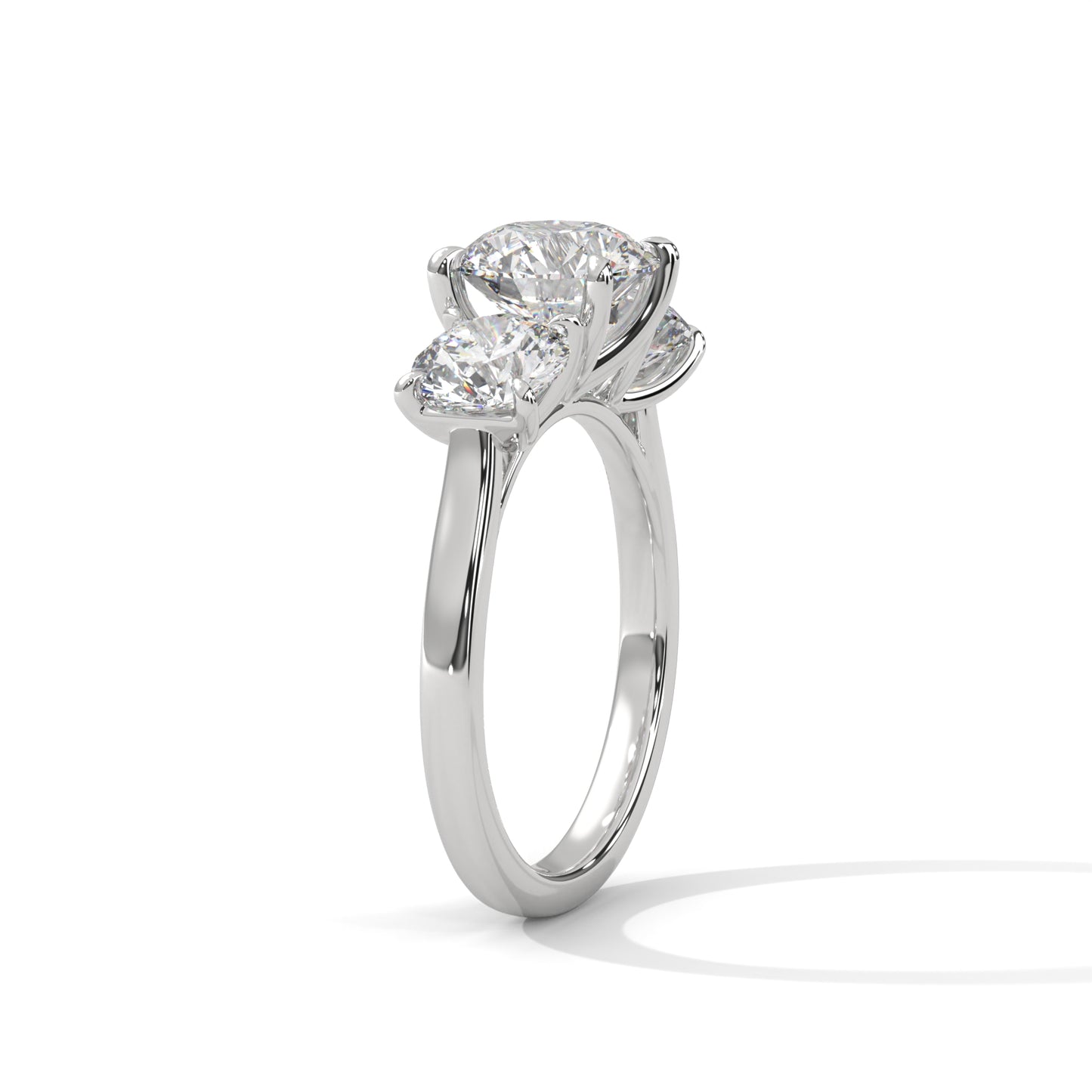 2 Carat Lab-Grown Diamond Three-Stone Ring in 14K Gold | IGI Certified | 1 Carat Center Stone