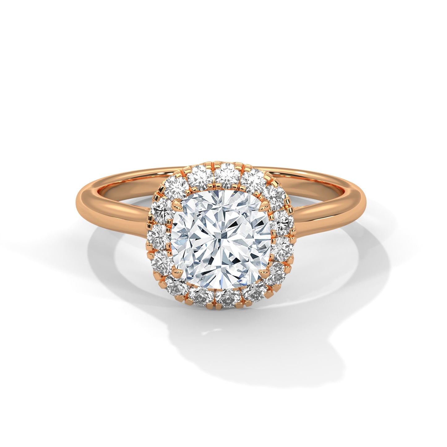 1.27 Carat Cushion Cut Halo Diamond Ring in 14K Gold | IGI Certified Engagement Ring