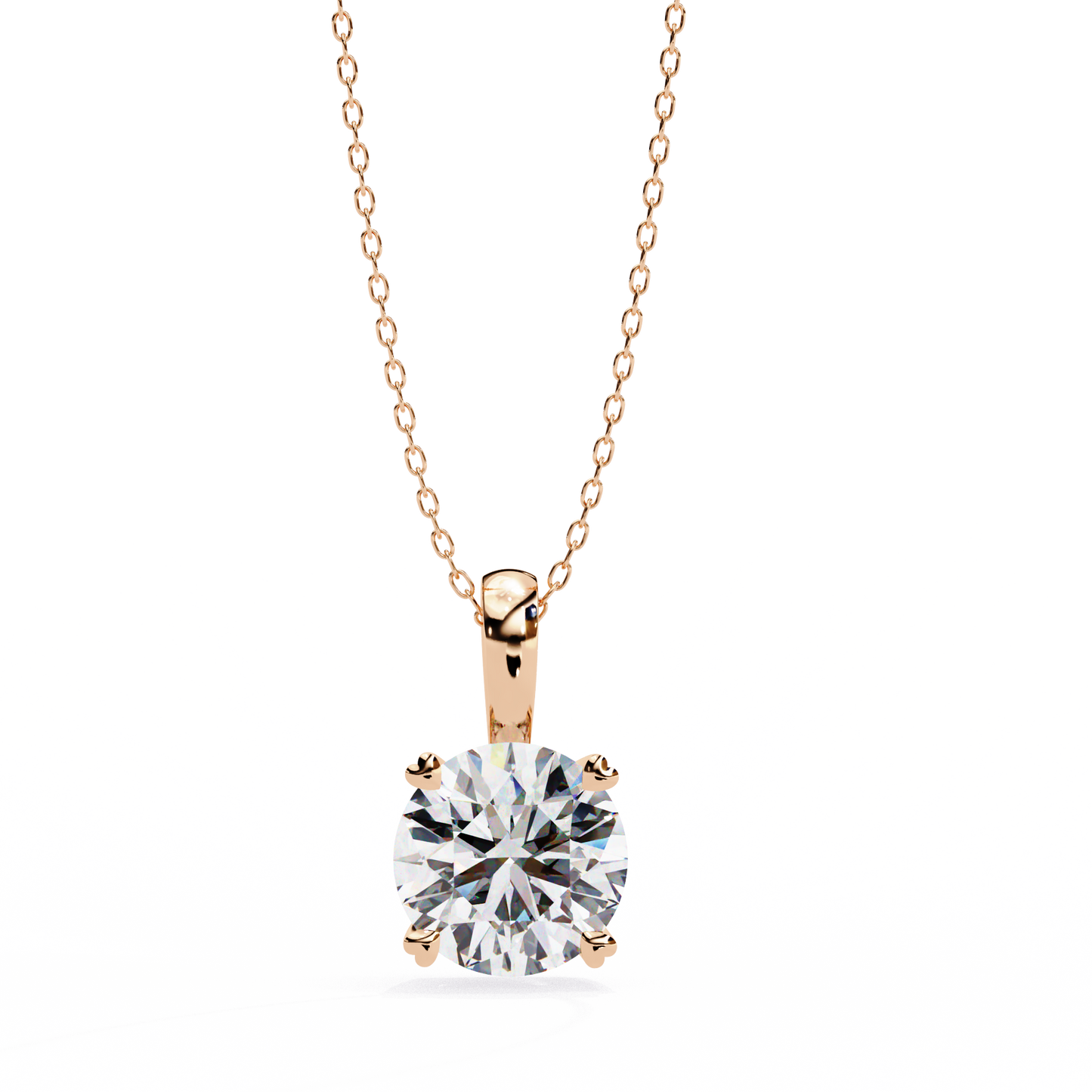 14K Gold Solitaire Pendant with 3 Carat Lab-Grown Diamond | IGI Certified | Yellow, White & Rose Gold