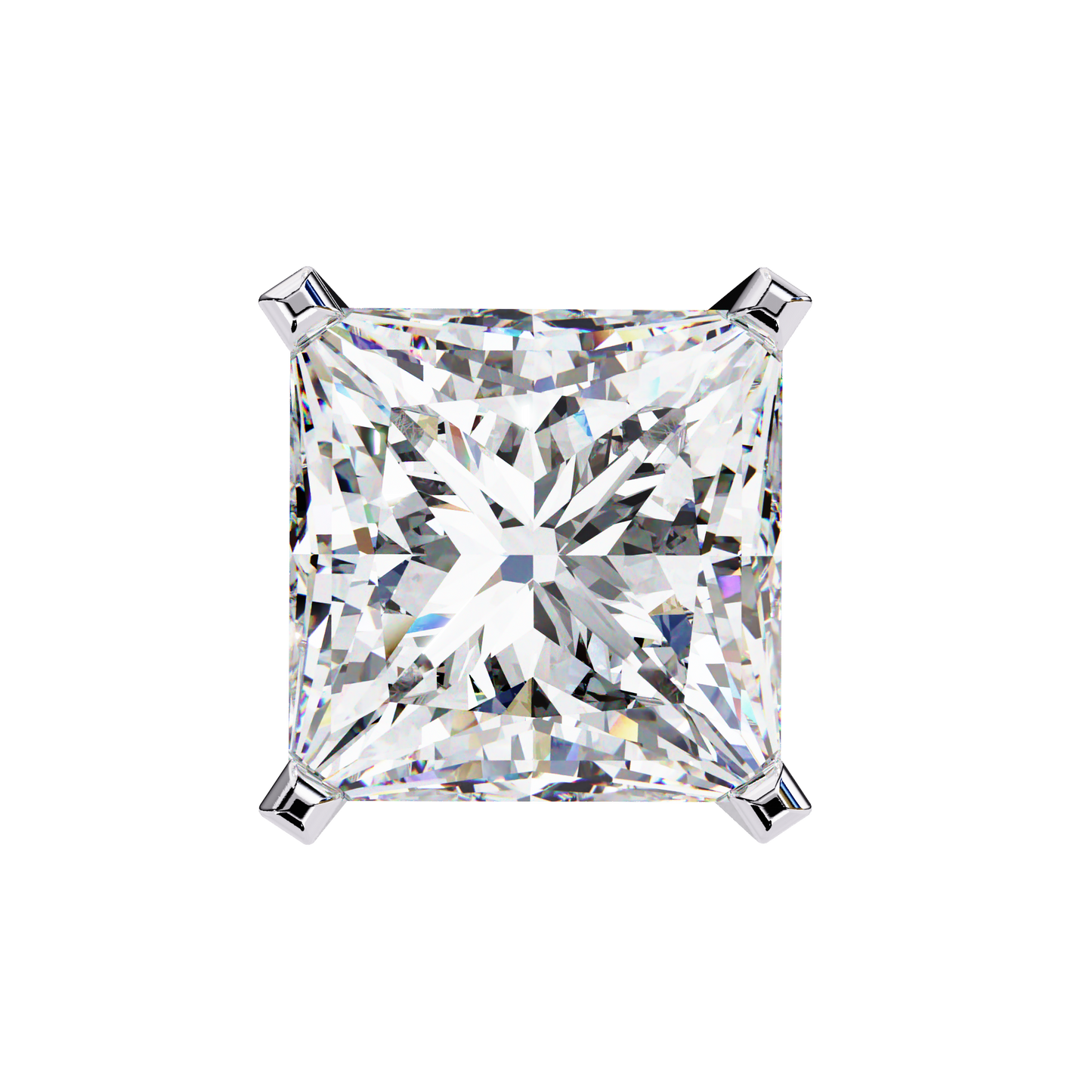 Elegant 14K Gold Princess Cut Diamond Stud Earrings with 4 Prong Setting