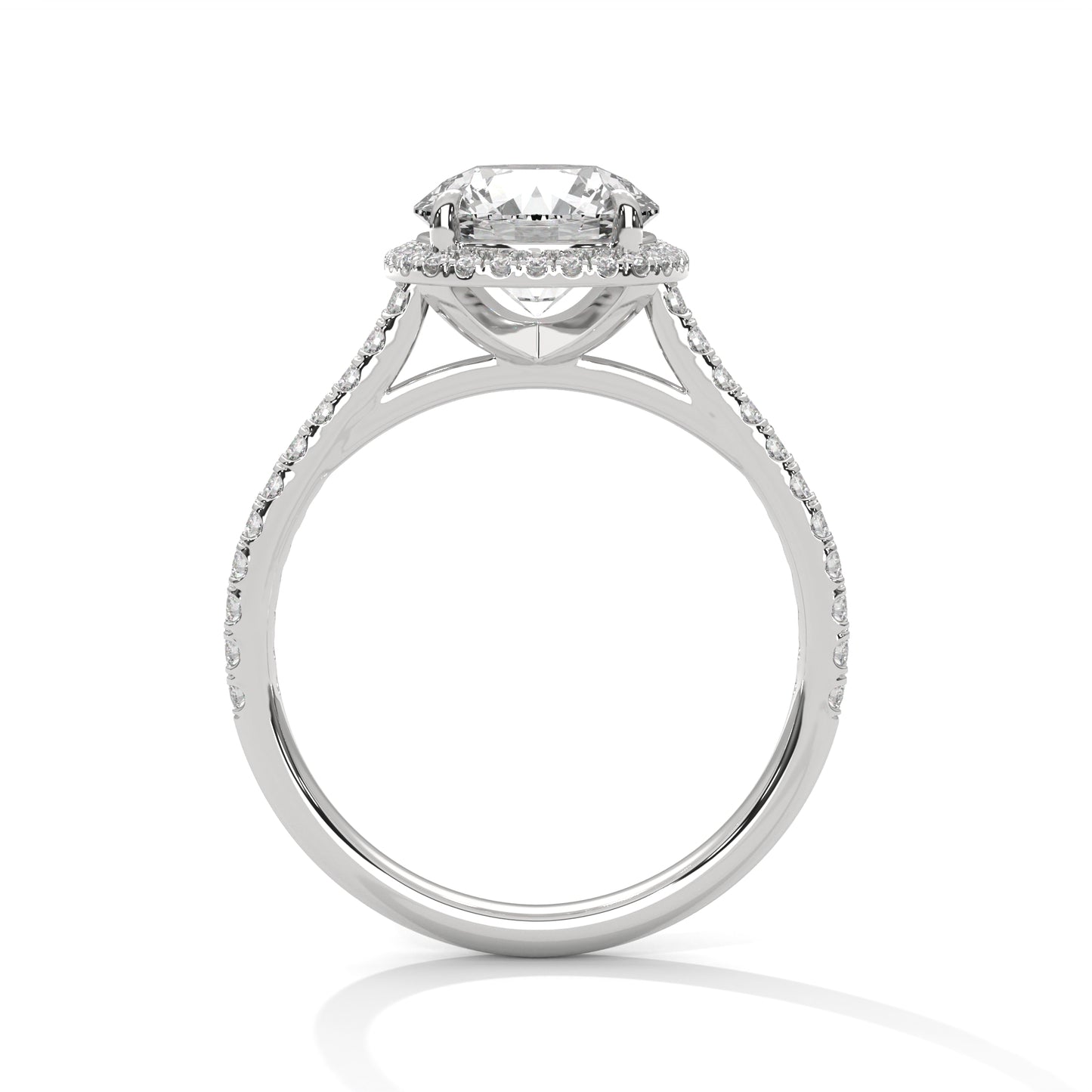 Classic Round Solitaire Pavé Ring in Gold