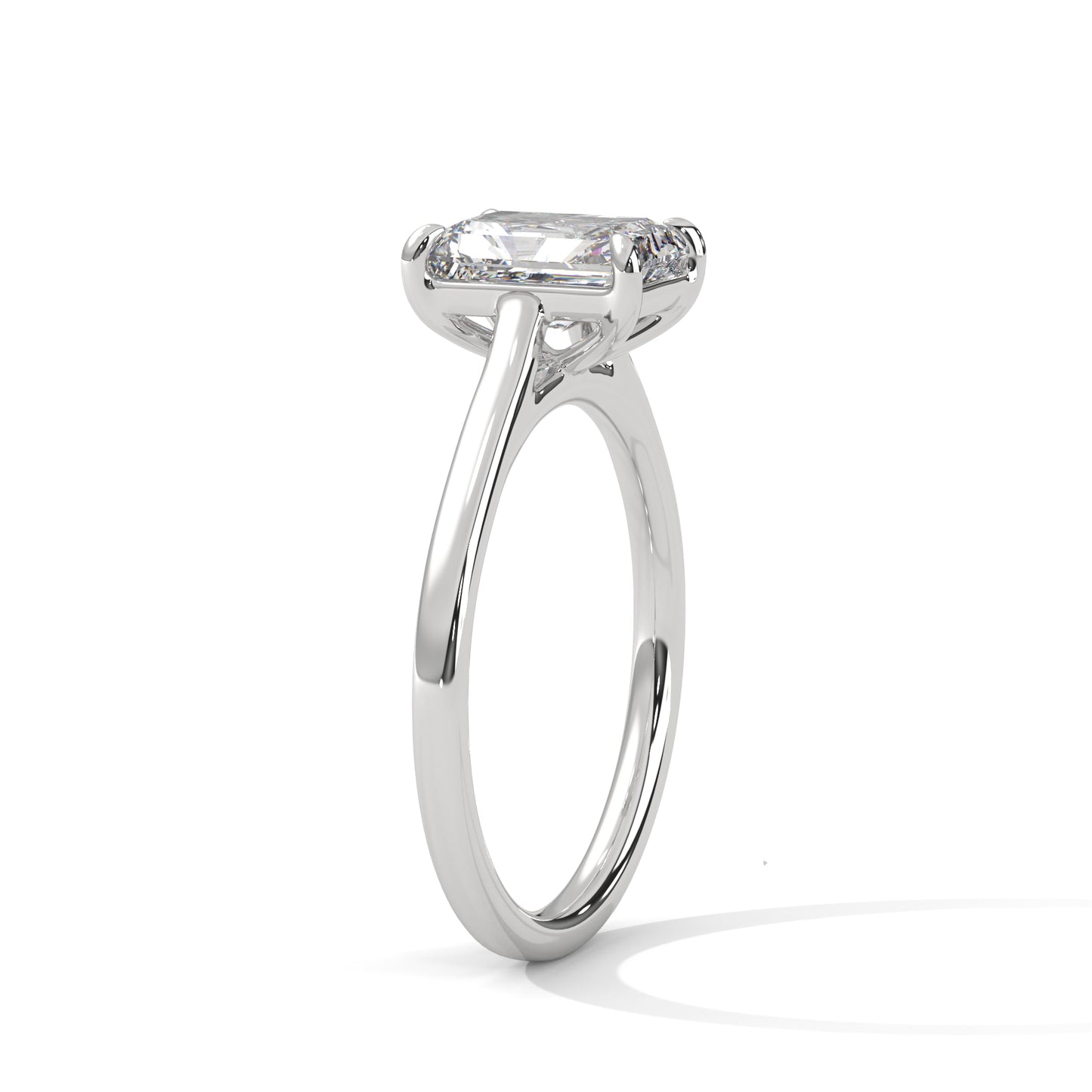 Emerald Cut Diamond Solitaire Ring in 14K Gold