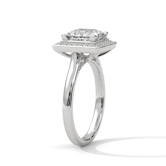 1.25 Carat Halo Princess Cut Diamond Ring in 14K Gold | IGI Certified