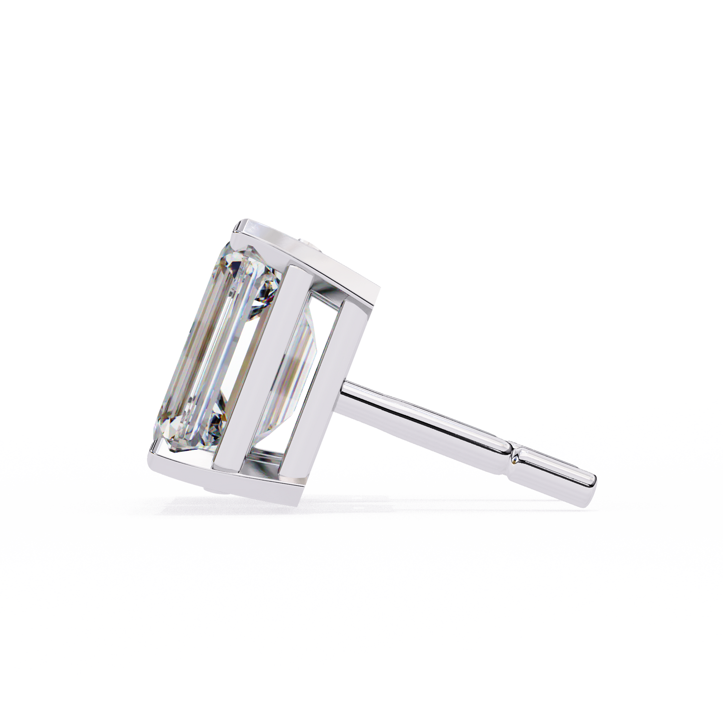 Elegant 14K Gold Emerald Cut Diamond Stud Earrings with 4 Prong Setting