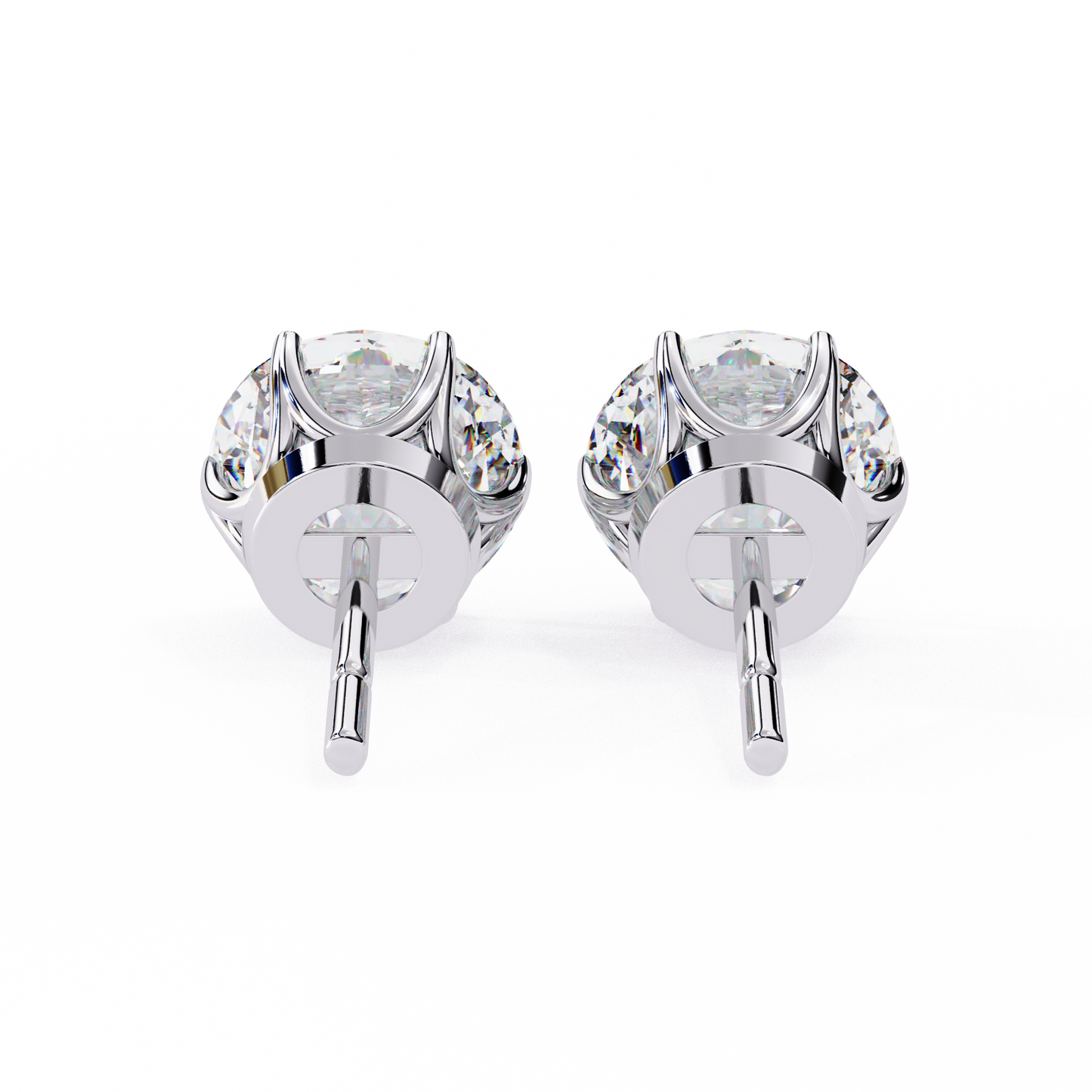 Classic 14K Gold Round Cut Diamond Stud Earrings with 6 Prong Setting