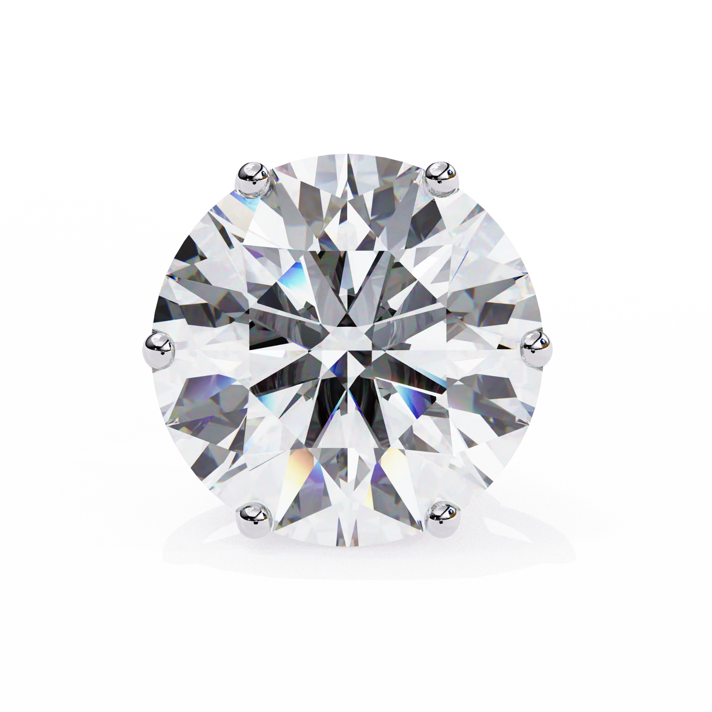 Classic 14K Gold Round Cut Diamond Stud Earrings with 6 Prong Setting
