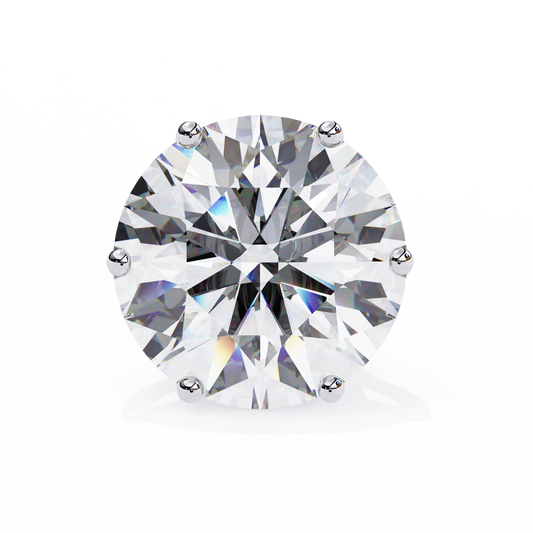 Classic 14K Gold Round Cut Diamond Stud Earrings with 6 Prong Setting