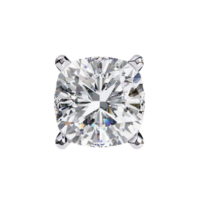 Stylish 14K Gold Cushion Cut Diamond Stud Earrings with 4 Prong Setting
