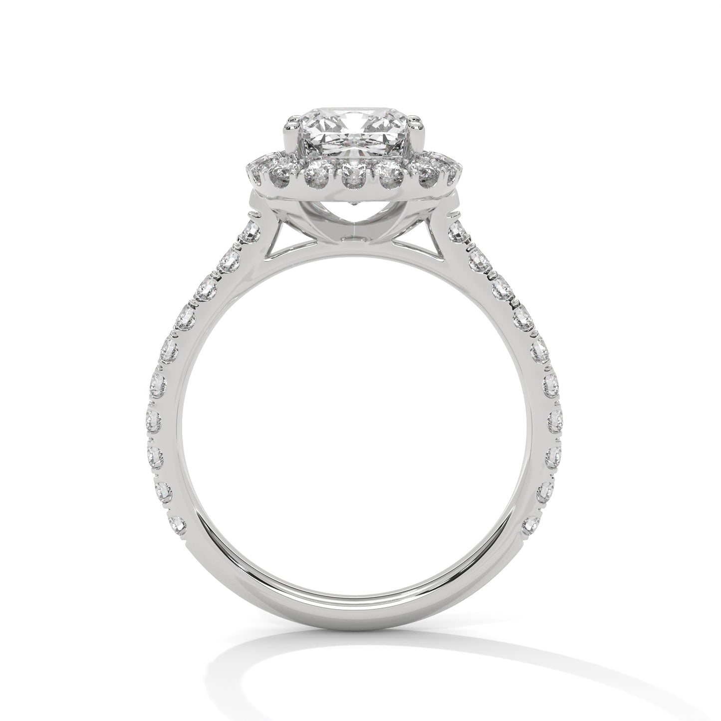 1 Carat Lab-Grown Cushion Cut Diamond Ring in 14K Gold with Halo & IGI Certification
