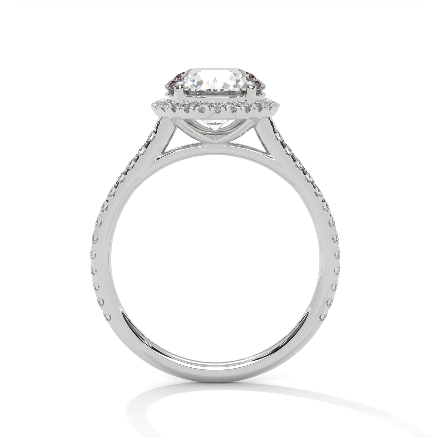 14K Gold Round Cut Diamond Halo Engagement Ring