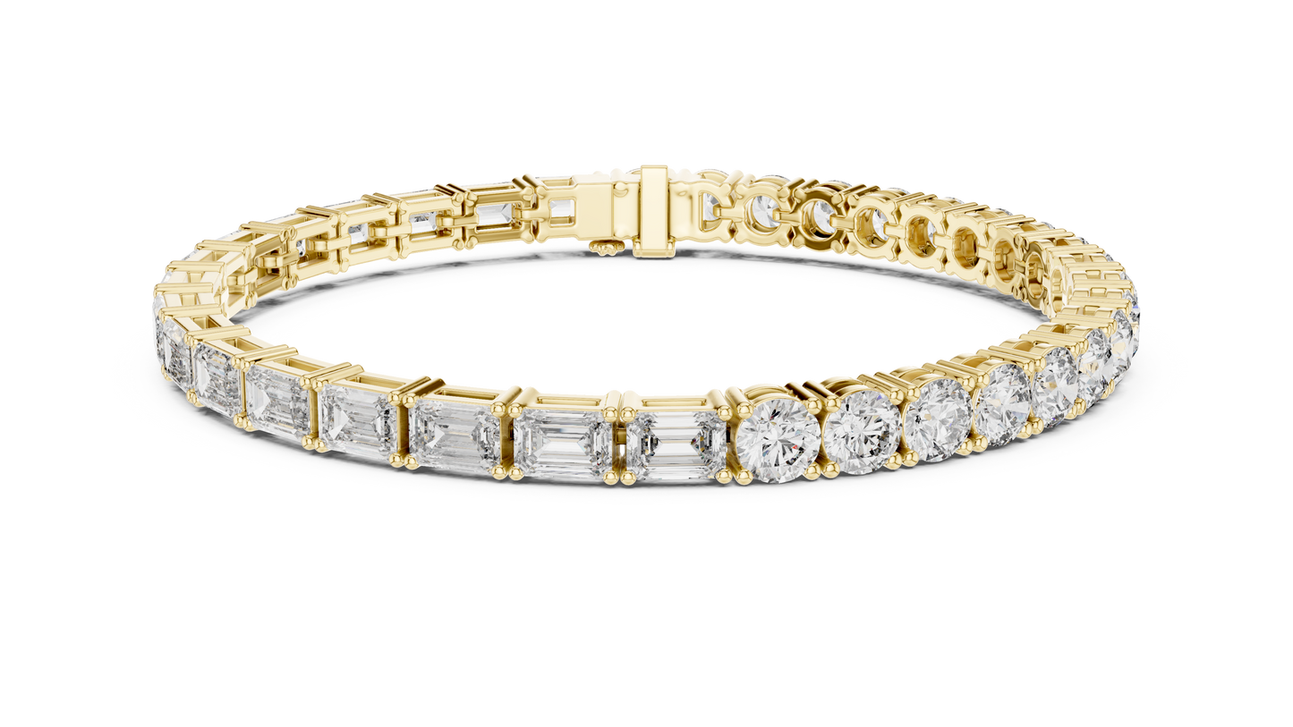 13 Carat Diamond Bracelet | 14K Gold | Round & Emerald Cut | Custom Length | IGI Certified