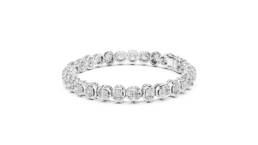 Luxury 8 Carat Cushion Cut Diamond Tennis Bracelet in 14K Gold – IGI Certified