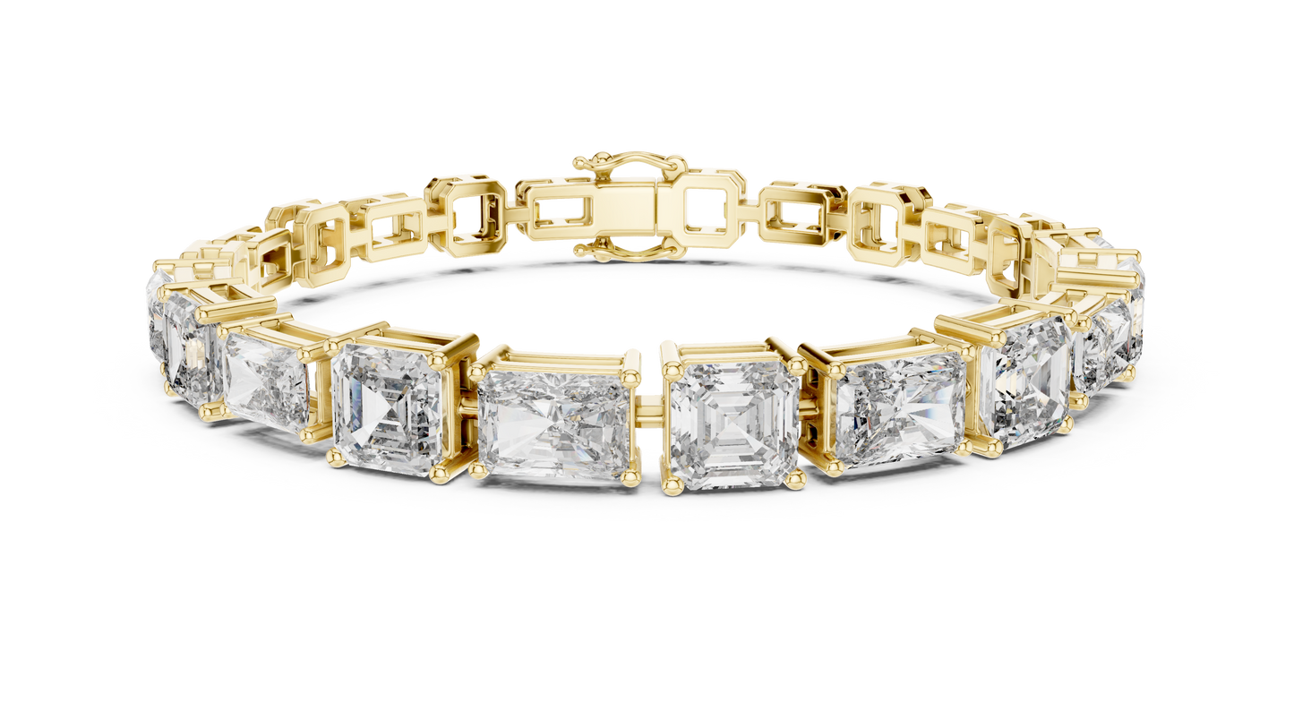 6 karātu Radiant & Princess Cut dimanta rokassprādze no 14K zelta (rozā, dzeltenā, baltā krāsā) – IGI sertificēta