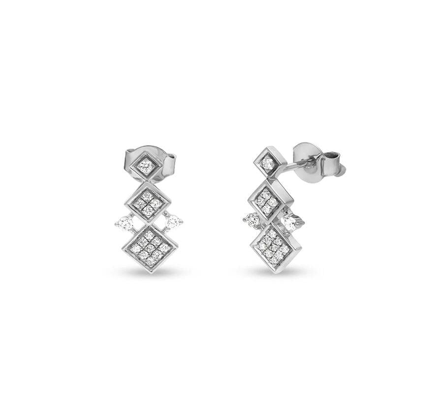 Dainty Rhombus & Round Diamond Gold Necklace Set
