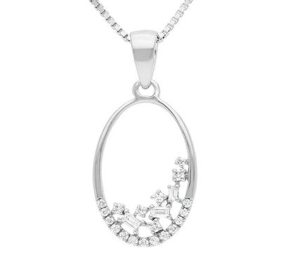 Graceful Oval & Baguette Diamond Gold Necklace
