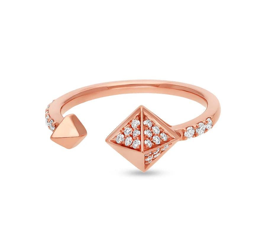 Square Pyramid Open Diamond Ring