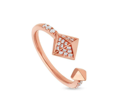 Square Pyramid Open Diamond Ring