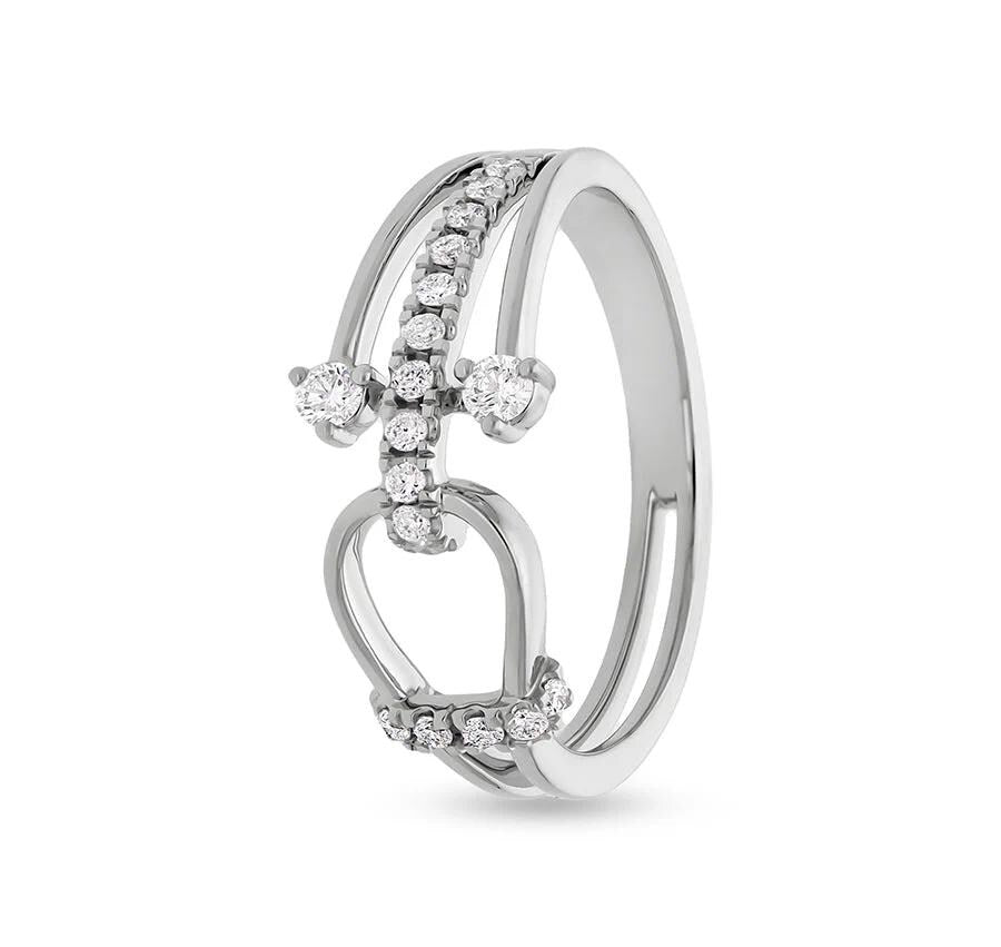 White Gold Promise Ring with Round Diamonds