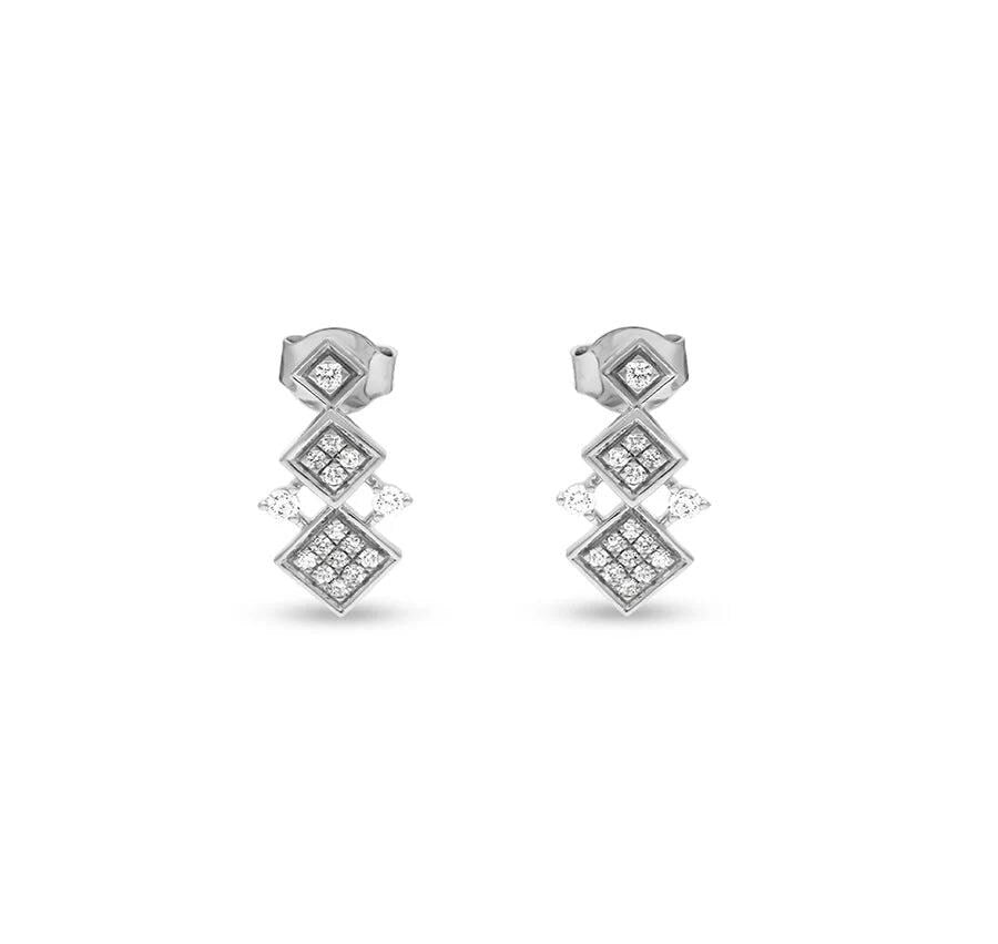 Dainty Rhombus & Round Diamond Gold Necklace Set