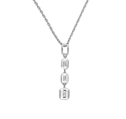 Elegant Cascade Emerald Cut Diamond Gold Necklace
